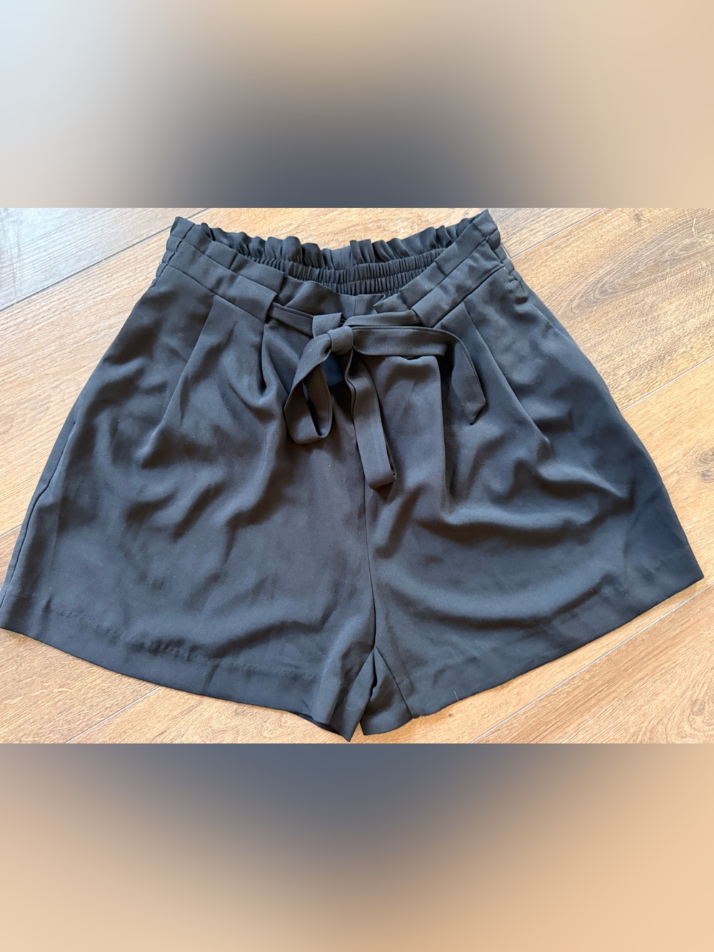 Black Paperbag Waist Tie Shorts Size S